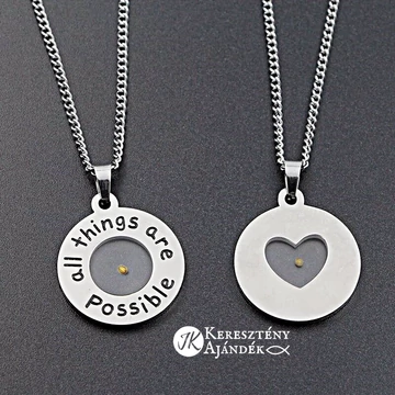 All things are possible - mustármagos, igés, nemesacél, medálos nyaklánc ( angol nyelvű ) 