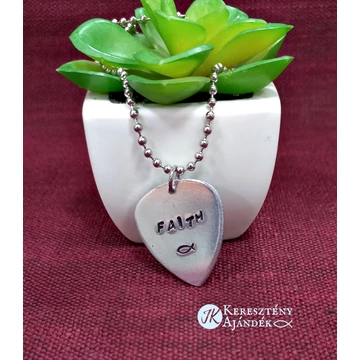 Faith - metal stamping nyaklánc, nemesacél, golyós láncon