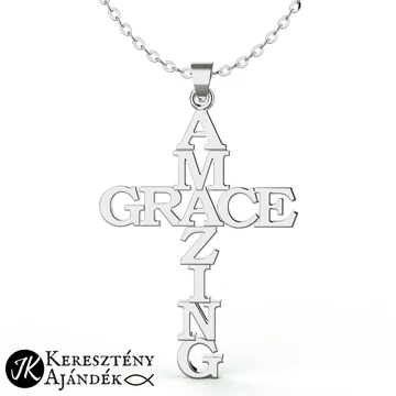 Amazing grace - keresztes, nemesacél, keresztény medálos női vagy férfi nyaklánc