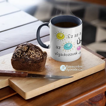 Ez az a nap, amelyet az Úr elrendelt - igés, keresztény feliratos, kerámia bögre 330 ml SÖTÉTKÉK