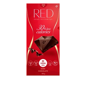 RED Delight Étcsokoládé cukormentes 100 g - táblás csokoládé ( gluténmentes, vegán, kosher, pálmaolajmentes )