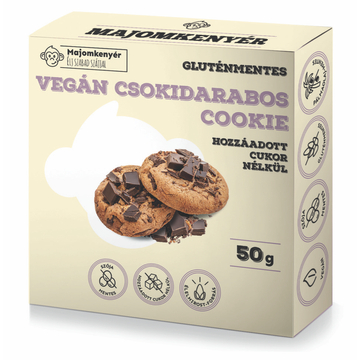 Csokidarabos cookie 50g – hozzáadott cukor nélkül – dobozos, gluténmentes és vegán ( tejmentes )