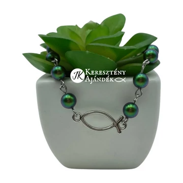 Kishalas, swarovski gyöngyös, karkötő, állítható méret (tahiti zöld színű)