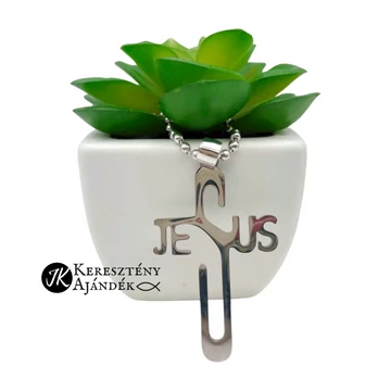 JESUS keresztes, nemesacél, keresztény medálos férfi nyaklánc ( bogyós nyaklánc )