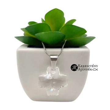 Swarovski keresztes, kristály medálos, nemesacél, női nyaklánc