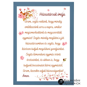 Házastársak imája, kép, fehér keretben A/4-es méretben PETROLKÉK