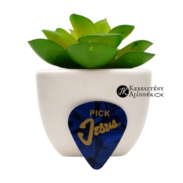 Pick Jesus: Praise the Lord. How good it is to sing praises to our God. How pleasant and fitting to praise him! / Dicsérjétek az Urat! - celluloid gitárpengető a Zsolt. 147:1 igeverssel SÖTÉTKÉK