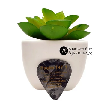 Pick Jesus: Praise the Lord. How good it is to sing praises to our God. How pleasant and fitting to praise him! / Dicsérjétek az Urat! - celluloid gitárpengető a Zsolt. 147:1 igeverssel SZÜRKE