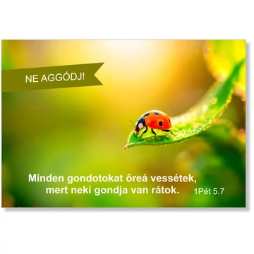 Ne aggódj! Minden gondotokat őreá vessétek, mert neki gondja van rátok. 1Péter 5,7 - igés ajándékkísérő kártya, igéskártya