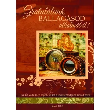 Gratulálunk ballagásod alkalmából! Az Úr védelmez téged, az Úr a te oltalmad jobb kezed felől - igés képeslap, keresztény feliratos, borítékos, ballagásra