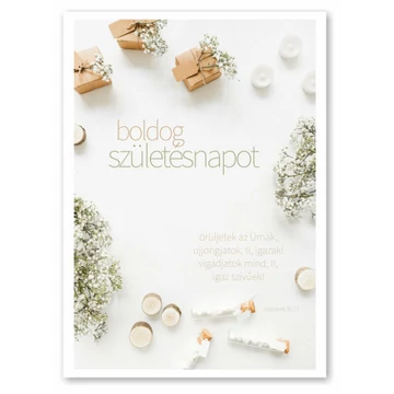 Boldog születésnapot - igés, borítékos, képeslap - Örüljetek az Úrnak, ujjongjatok, ti, igazak! 