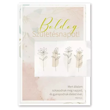 Boldog születésnapot! Mert általam sokasodnak meg napjaid, és gyarapodnak életed évei - igés képeslap, keresztény feliratos, borítékos