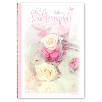 Boldog születésnapot! Adjatok hálát az Úrnak, mert jó, mert örökké tart szeretete! Zsolt 106,1 - keresztény feliratos képeslap, borítékos