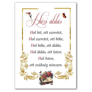 Házi áldás - igés, keresztény feliratos, boríték nélküli képeslap