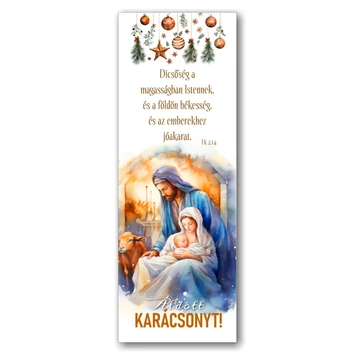 Áldott karácsonyt! Dicsőség a magasságban Istennek, és a földön békesség, és az emberekhez jóakarat. Lk 2,14 - igés karácsonyi, papír könyvjelző