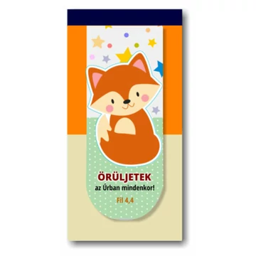 Örüljetek az Úrban, mindenkor! - mágneses, keresztény feliratos, igés, papír könyvjelző ( róka )