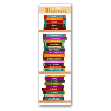 Biblia Újszövetség könyvei - keresztény feliratos papír könyvjelző