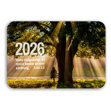 Isten világosság, és nincs benne semmi sötétség. 1Ján 1,5 - Kártyanaptár 2026 - igés, feliratos, karton 