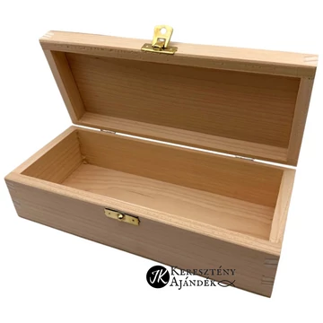 Légy csendben és várj az Úrra! - igés, keresztény feliratos, gravírozott fenyő doboz, csatos ládikó  ( 24 * 11 * 7 cm ) 