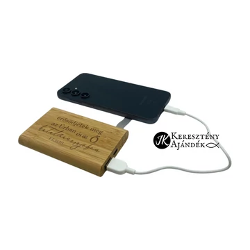 Erősödjetek meg az Úrban, és az ő hatalmas erejében. Ef 6,10 - 5000 mAh bambusz powerbank, gravírozott, natúr