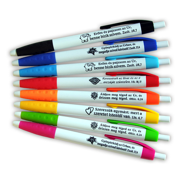 Igés, golyós toll ( kék tintával )- pöttyös szilikon gumirozással - vegyes színekben ( véletlenszerűen küldjük )