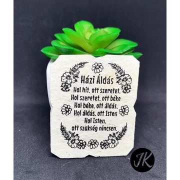 Házi áldás ( Hol hit, ott szeretet, hol szeretet...) - mészkő, igés hűtőmágnes
