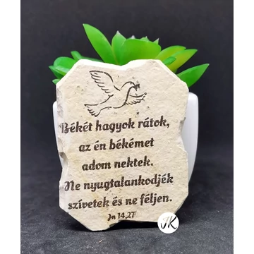 Békét hagyok rátok, az én békemet adom nektek -mészkő hűtőmágnes, igés, feliratos, keresztény