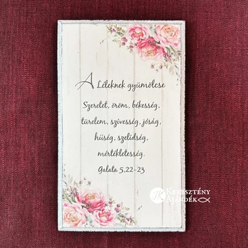 A léleknek gyümölcse, Galata 5,22-23 - igés fa kép, festett és dísz
