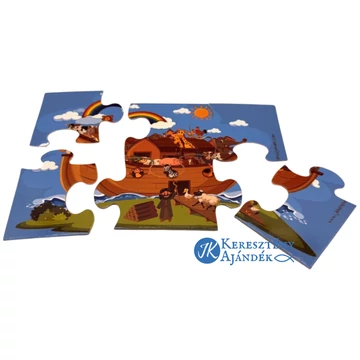 Noé bárkája - keresztény témájú, karton kirakó, puzzle kicsiknek ( kiscsoportosoknak, kb. 3 éves korosztálynak ) 6 darabos