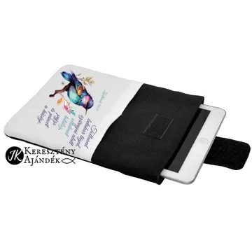 Tollaival betakar téged, szárnyai alatt oltalmat találsz ... igés, keresztény feliratos, tépőzáras, bélelt könyvvédőtok, könyvtok, tablet - tok, tablettok KICSI ( 8"-os 215 x 155 mm )