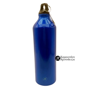 Living Water ( Élő Víz ) - gravírozott, igés, keresztény feliratos, fém, SPORTKULACS, palack 750 ml KIRÁLYKÉK