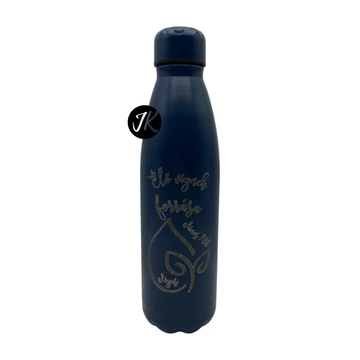 HŐTARTÓS - Élő víznek forrása. János 7,38 - gravírozott, igés, keresztény feliratos, fém, duplafalú palack 500 ml KÉK 