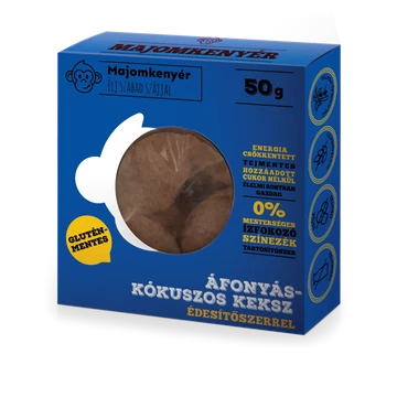 Majomkenyér Áfonyás-kókuszos keksz 50g - tej -, cukor - és gluténmentes, édesítőszeres, PALEO 