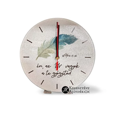 Én, az Úr vagyok a te gyógyítód - igés, keresztèny feliratos ÜVEG falióra, 20 cm - texturált felületű ) 