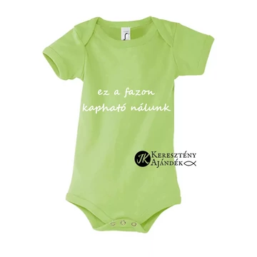 Isten jó! - keresztény feliratos body, rövid ujjú, unisex fazon, alma ZÖLD színben 12 - 18 hónapos méret 