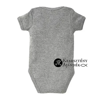 Örüljetek az Úrban mindenkor! - keresztény feliratos body, rövid ujjú, unisex fazon, melírozott SZÜRKE színben 3 - 6 hónapos méret 