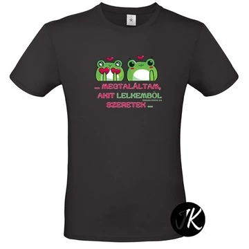 Megtaláltam, akit lelkemből szeretek - igés, mintás, keresztény feliratos, kereknyakú férfi / unisex póló, FEKETE S - 2XL ( 2XL)