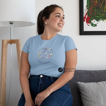 Hálás vagyok - igés, mintás, keresztény feliratos, kereknyakú női póló, ÉGKÉK színben XS - 2XL méretben ( 2XL )