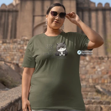 Even when I am grumpy, I &#039;m still BLESSED - mintás, keresztény feliratos, női póló, KHAKI színben UNISEX XL méretben ( PLUS SIZE )