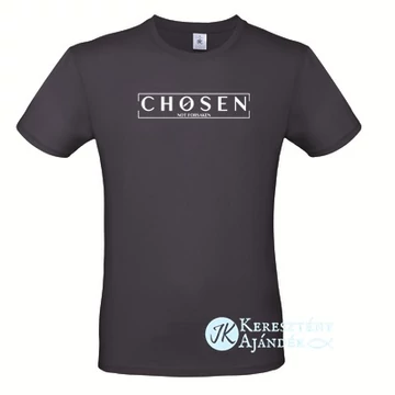 Chosen - not forsaken - igés, mintás, keresztény feliratos, kereknyakú férfi póló, SÖTÉTKÉK S - 2XL méretben ( S )