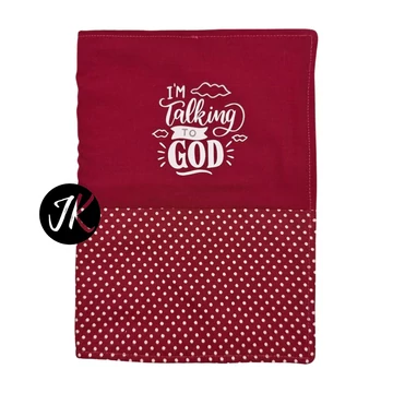 I'm talking to God - bibliaborító textil anyagból EFO / RÚF méretre BURGUNDI BORDO PÖTTYÖS