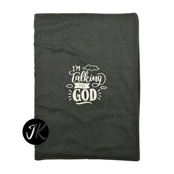 I'm talking to God - bibliaborító textil anyagból EFO / RÚF méretre FEKETE 