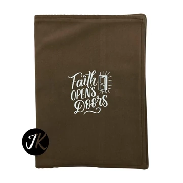 Faith opens doors - bibliaborító textil anyagból EFO / RÚF méretre BARNA