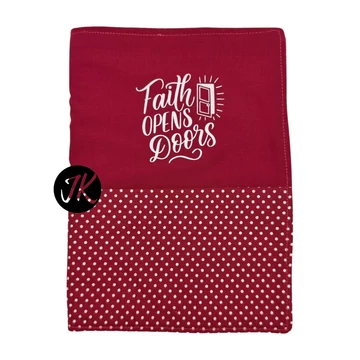 Faith opens doors - bibliaborító textil anyagból EFO / RÚF méretre BURGUNDI BORDO PÖTTYÖS