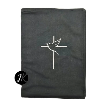 Kereszt és galamb - bibliaborító textil anyagból EFO / RÚF méretre FEKETE