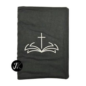 Biblia és kereszt - bibliaborító textil anyagból EFO / RÚF méretre FEKETE