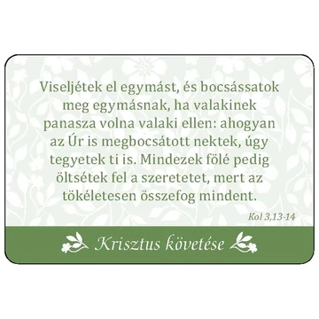 Kövess engem! - 54 bibliai idézet, útmutatások és tanácsok a Bibliából a mindennapi keresztény élethez kártyacsomag
