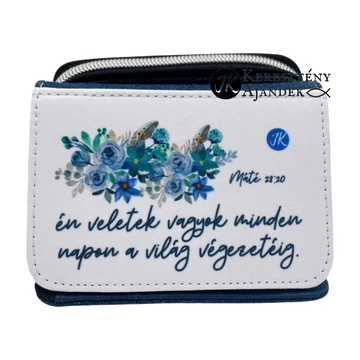 Én veletek vagyok minden napon a világ végezetéig - igés, keresztény feliratos NŐI, farmer pénztárca ( bankkártya tartós, aprópénz fakkos ) + videós bemutató
