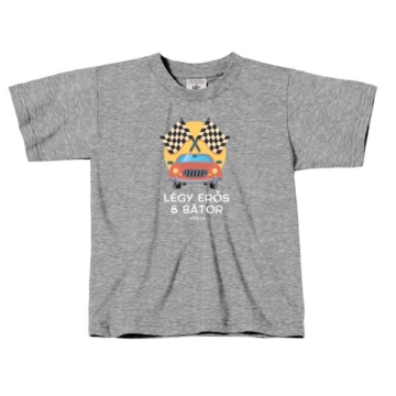 Légy erős és bátor - keresztény feliratos póló, kisfiúknak ( 3-4 évestől 9-11 évesig ) SZÜRKE
