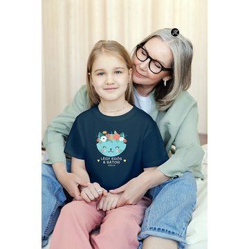 Légy erős és bátor - keresztény feliratos póló, kislányoknak ( 1-2 évestől 9-11 évesig ) KÉK